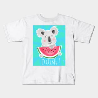 Delish Koala Eating Watermelon Kids T-Shirt